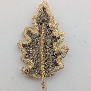 Vintage/Chunky CORO Oversized Gold Tone w/ Smokey Crystal-like Accents Brooch!